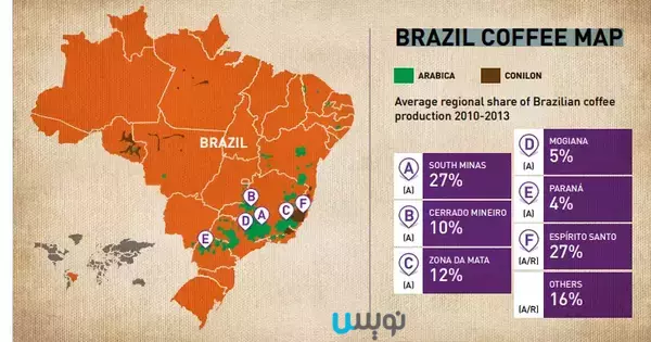 برزیل تولید کننده قهوه 