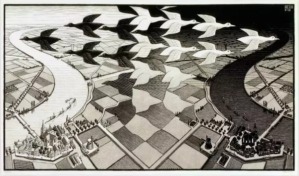 روز و شب اثر M.C. Escher